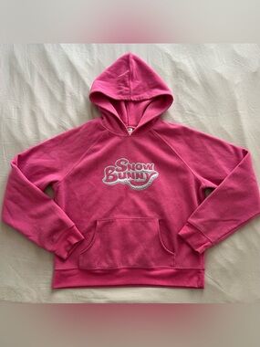 Y2k vintage pink fleece Snow Bunny hoodie